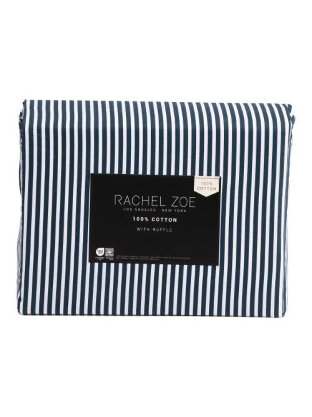 RACHEL ZOE Cotton Stripe Sheet Set With Ruffle
